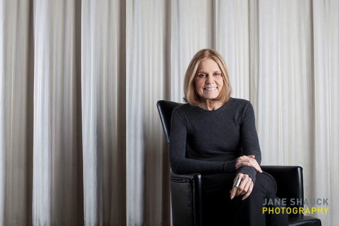 Gloria Steinem portrait at 82 speaking at a fundraiser luncheon for the Holyoke Care Center in Holyoke, MA