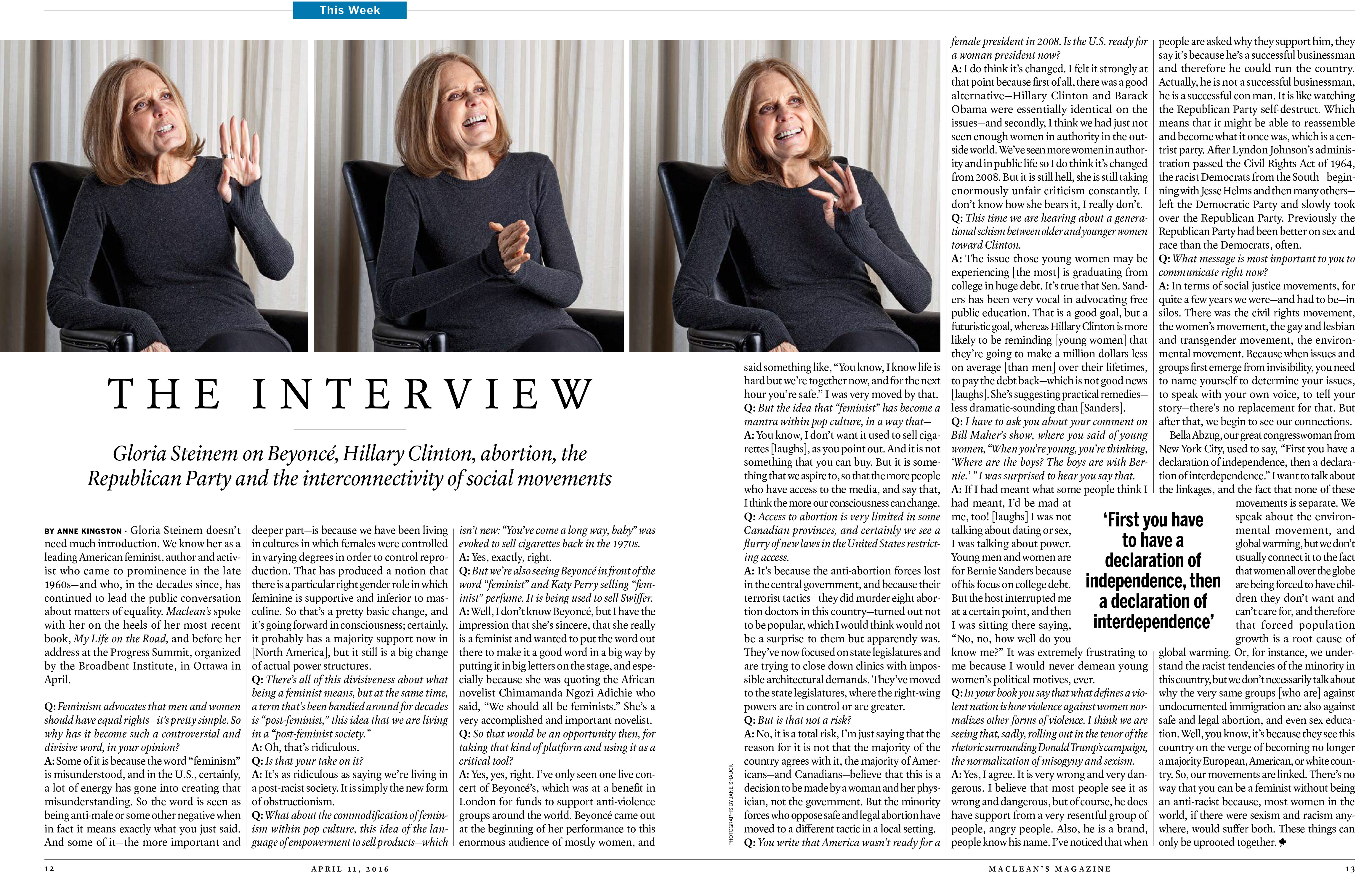 Interview - Gloria Steinem